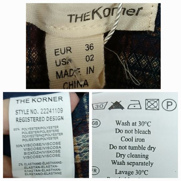 The Korner SZ 2 Bailey Plaid Pants Pockets Side Zip NWT $120 - Picture 9 of 9